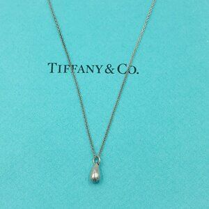 Authentic Tiffany & Co 925 Silver Elsa Peretti 10mm Teardrop Pendant Necklace